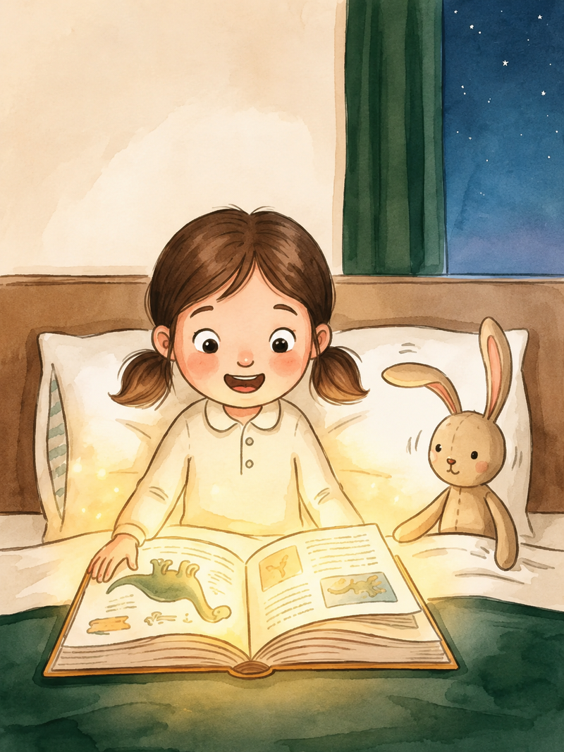 Léa serre son doudou Lapinou, de retour dans son lit